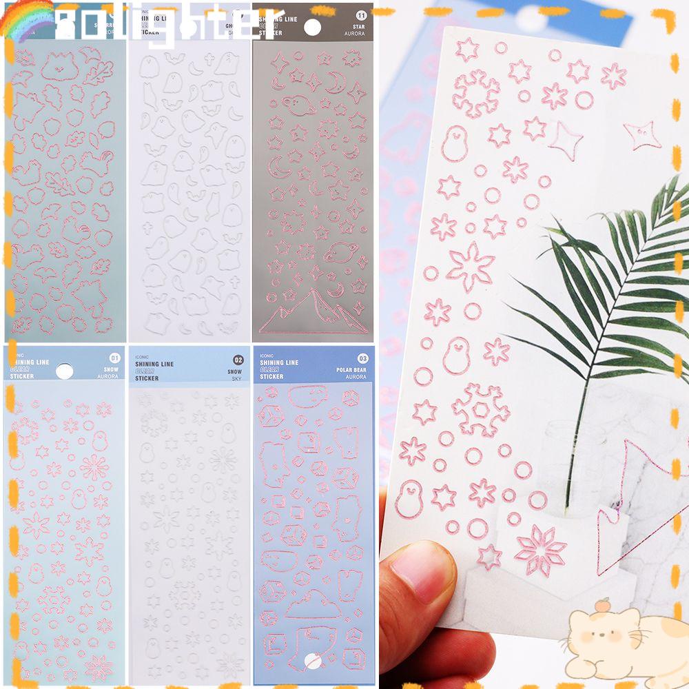 Solighter Stiker Flash Radium Hand Akun Kartun Dekorasi Bahan Tempel
