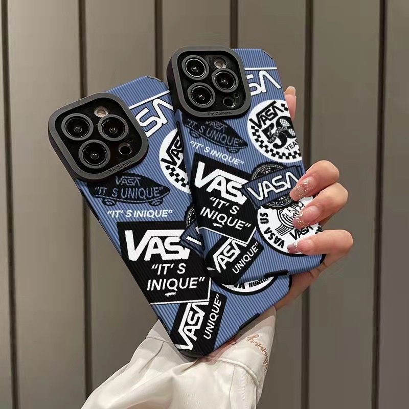 【Lamb Skin】Fashion Chute Board Vans VASA Soft Case for IPhone 6S 7 Plus 8 Plus X XS XR XS Max 11 13 12 14 PRO Max 14 Plus 12 13 Mini Camera Protect Phone CASE Fashion Blue casing hp iphone 11 Missconnie