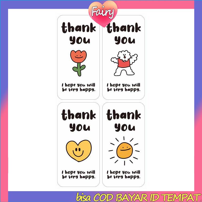 COD✨100pcs Sticker Thank You Ekspresi Indah Kartun Untuk Kotak Hadiah Stiker Segel Kemasan Stiker F