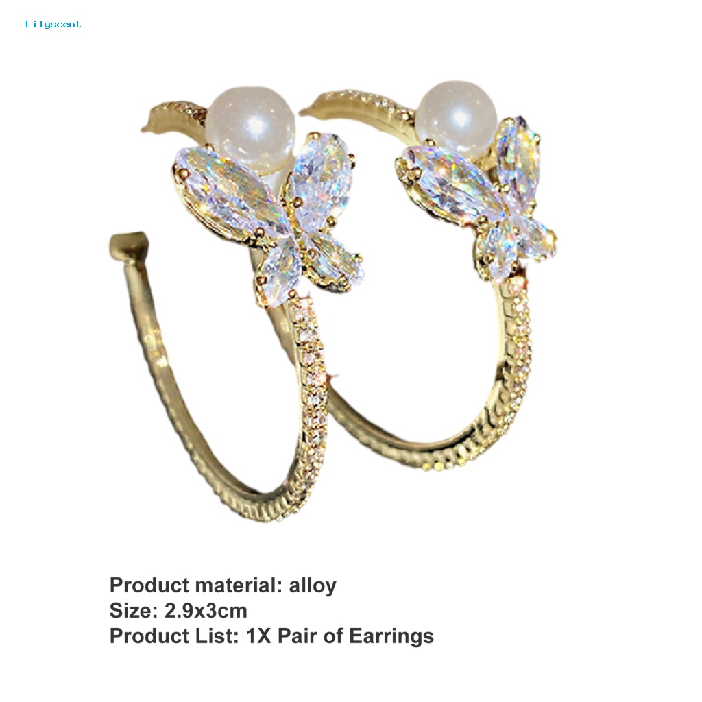 Lilyscent 1pasang Anting Tusuk Elegan Untuk Pesta Wanita Alloy Piercing Earrings Jewelry Indah