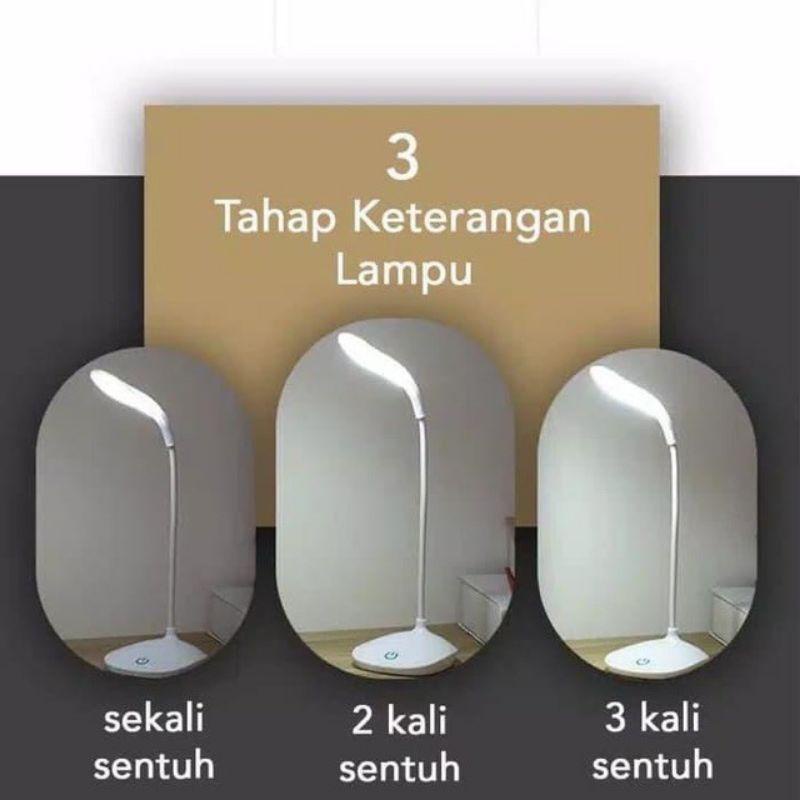 Lampu Meja LED 3 Tingkat Sentuh Dapat Diredupkan Dapat Dilipat Berdaya USB Samping Tempat Tidur Perlindungan Mata Portabel