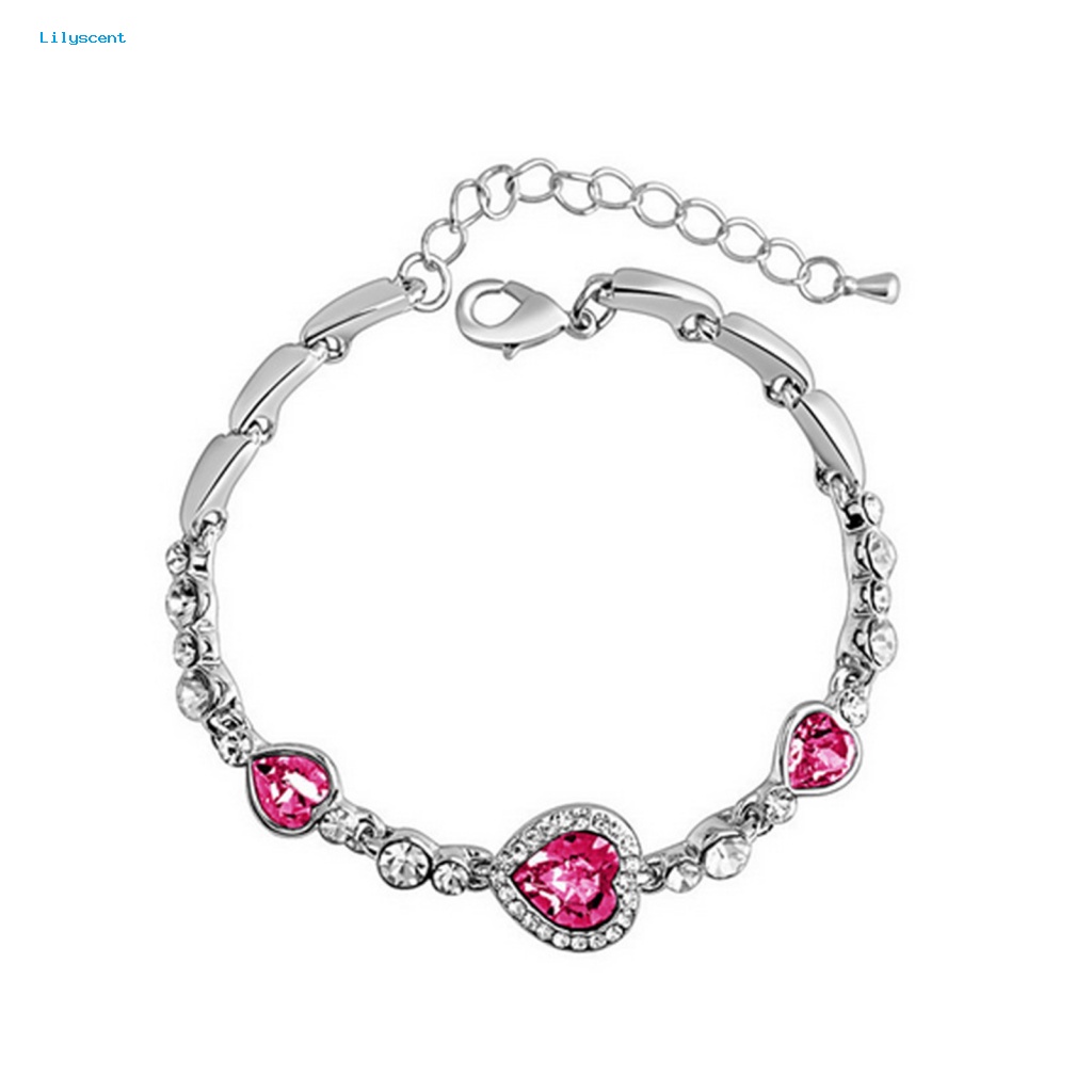 Lilyscent Gelang Tangan Wanita Alloy Untuk Pakaian Sehari-Hari Women Rhinestone Bracelet Lobster Clasps