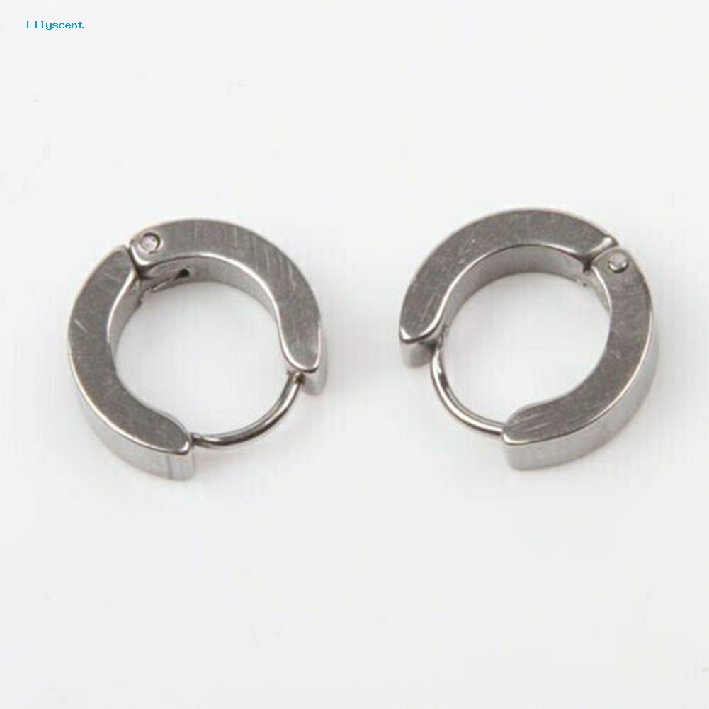 Lilyscent 1pasang Fashion Pria Keren Stainless Steel Huggie Hoop Earrings Perhiasan Kasual