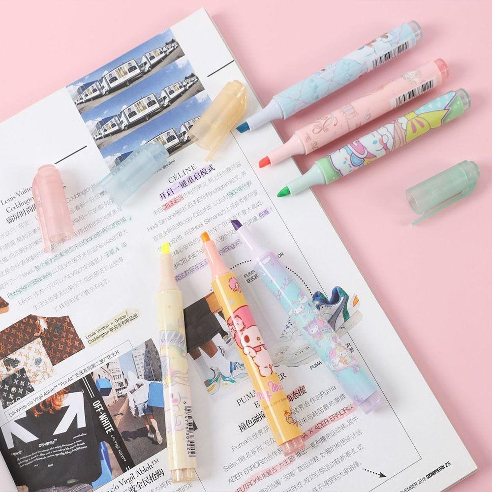 Lanfy Stabilo Pen Set Kawaii Kartun Kuromi Mahasiswa Stationary Diy Diary Album Cinnamoroll Keypoints Marker Pen