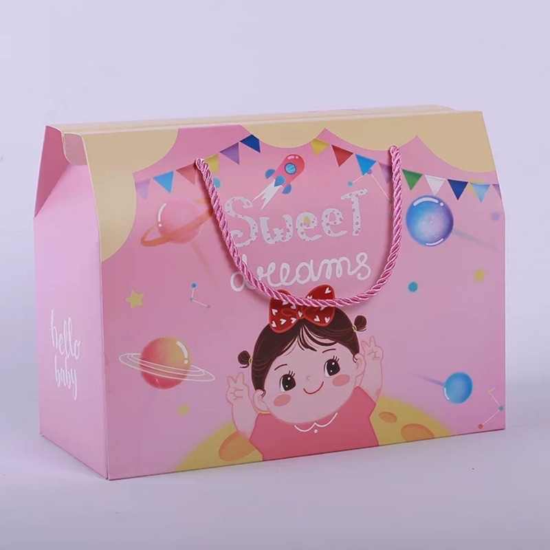 

YY 48 Kotak Bingkisan Snack Hamper Anak Kantong Roti Souvenir Tenteng Kotak kado Cewek Cowok