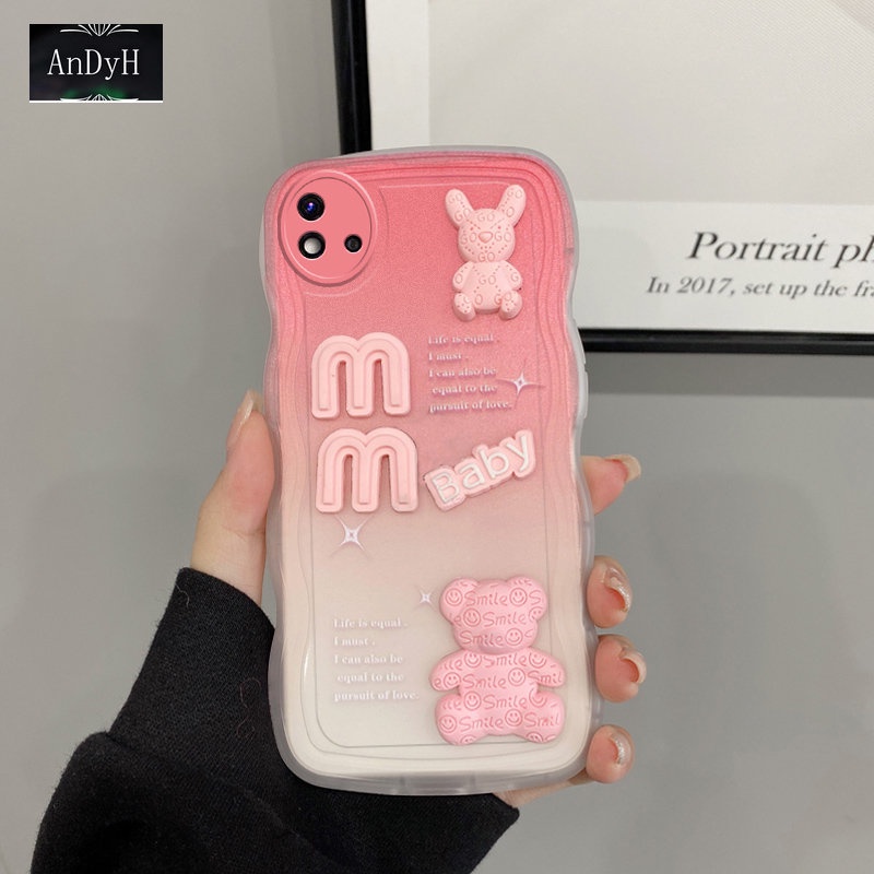 Andyh Casing Ponsel Untuk OPPO Realme C20 C11 2021 Phone Case 3D Alphabet Bear Pelindung Kamera Pelindung Penutup Belakang Couple Case