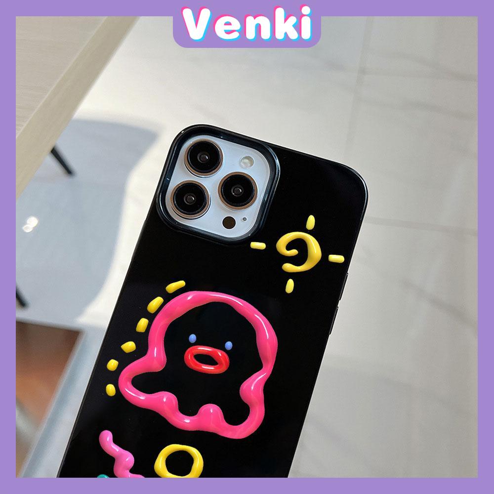 iPhone Case Soft TPU Glossy Black Candy Case Cute Color Graffiti Octopus Camera Protection Shockproof For iPhone 14 13 12 11 Pro Max 7 8 Plus X XR