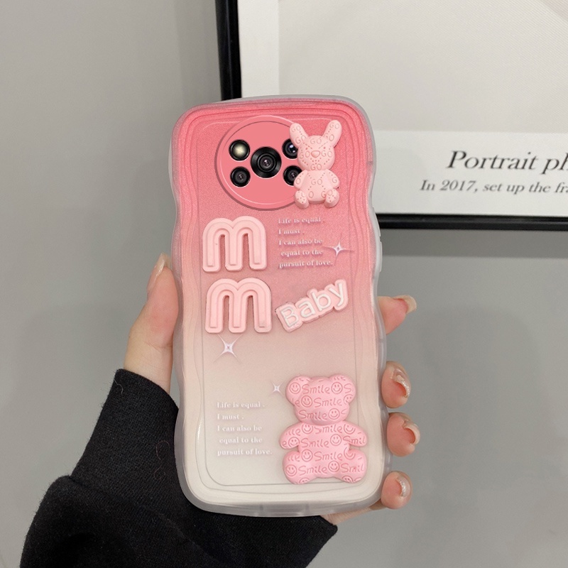 Andyh Casing Ponsel Untuk Xiaomi Poco X3 NFC X3 Pro Phone Case 3D Alphabet Bear Pelindung Kamera Pelindung Penutup Belakang Couple Case
