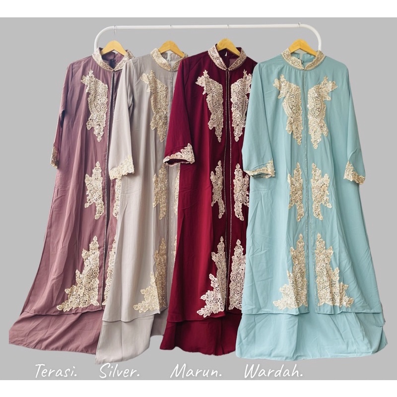 KAFTAN SHAQILA BORDIR / KAFTAN LEBARAN 2023 TERBARU / GAMIS KAFTAN MEWAT (FREE BABYGOLD, INNER &amp; TURBAN)