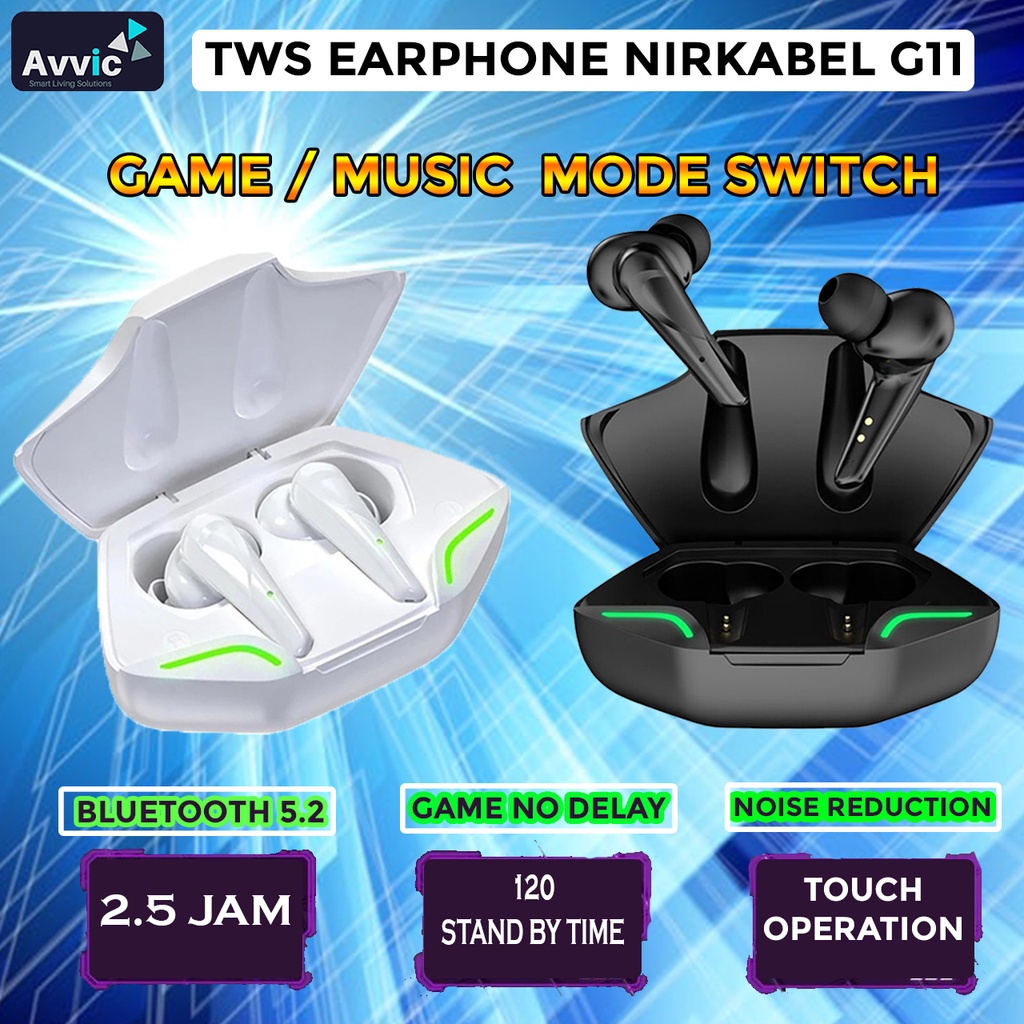 TWS G11 Headset Bluetooth Gaming Sports Wireless Earphone Low Latency Stereo Earbuds