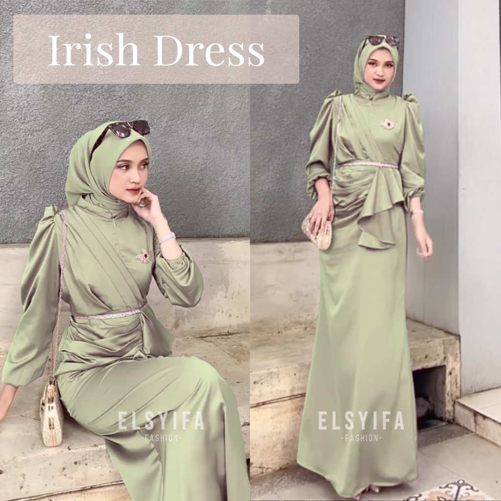 IRISH DRESS BRIDAL BRIDESMAID SATIN VELVET + FREE SWAROVSKI BELT &amp; BROSS BY ELSYIFA FASHION