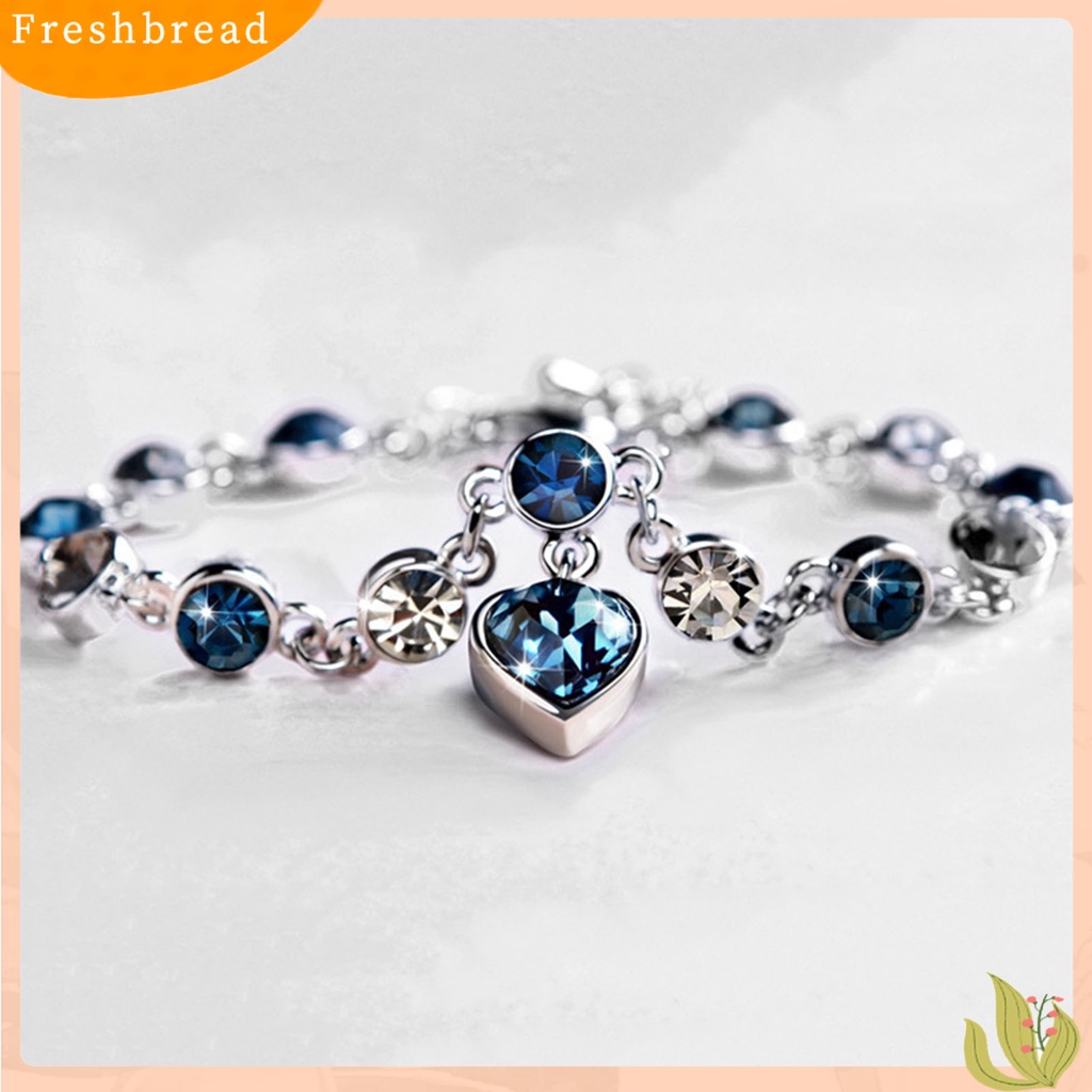 &lt; Freshbread &gt; Rantai Tangan Rantai Zircon Bentuk Hati Kristal Imitasi Prom Gelang Untuk Hari Valentine