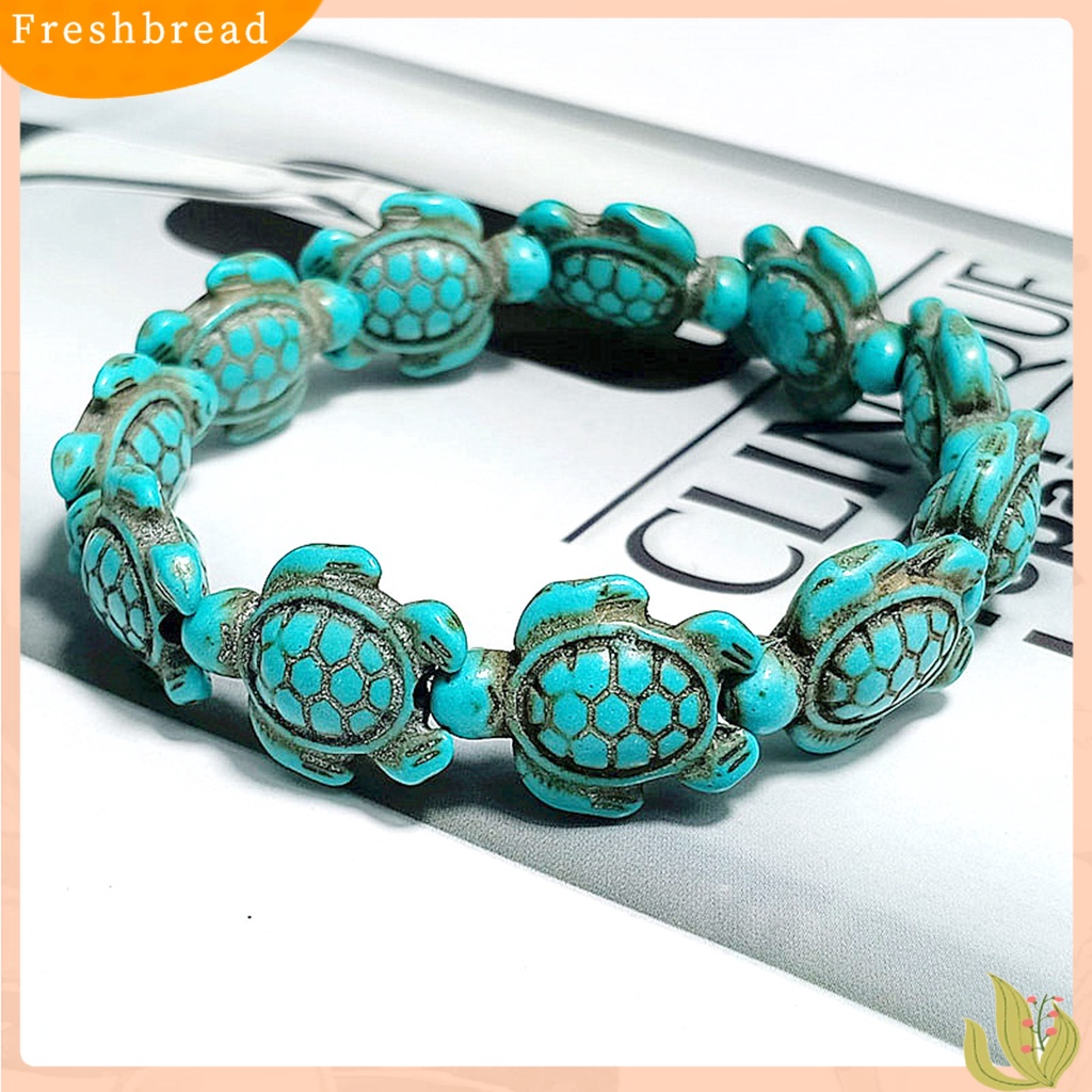 &lt; Freshbread &gt; Hadiah Gelang Unisex Bentuk Hewan Hidup Faux Turquoise Sea Turtles Hawaiian Bracelet Ramah Lingkungan