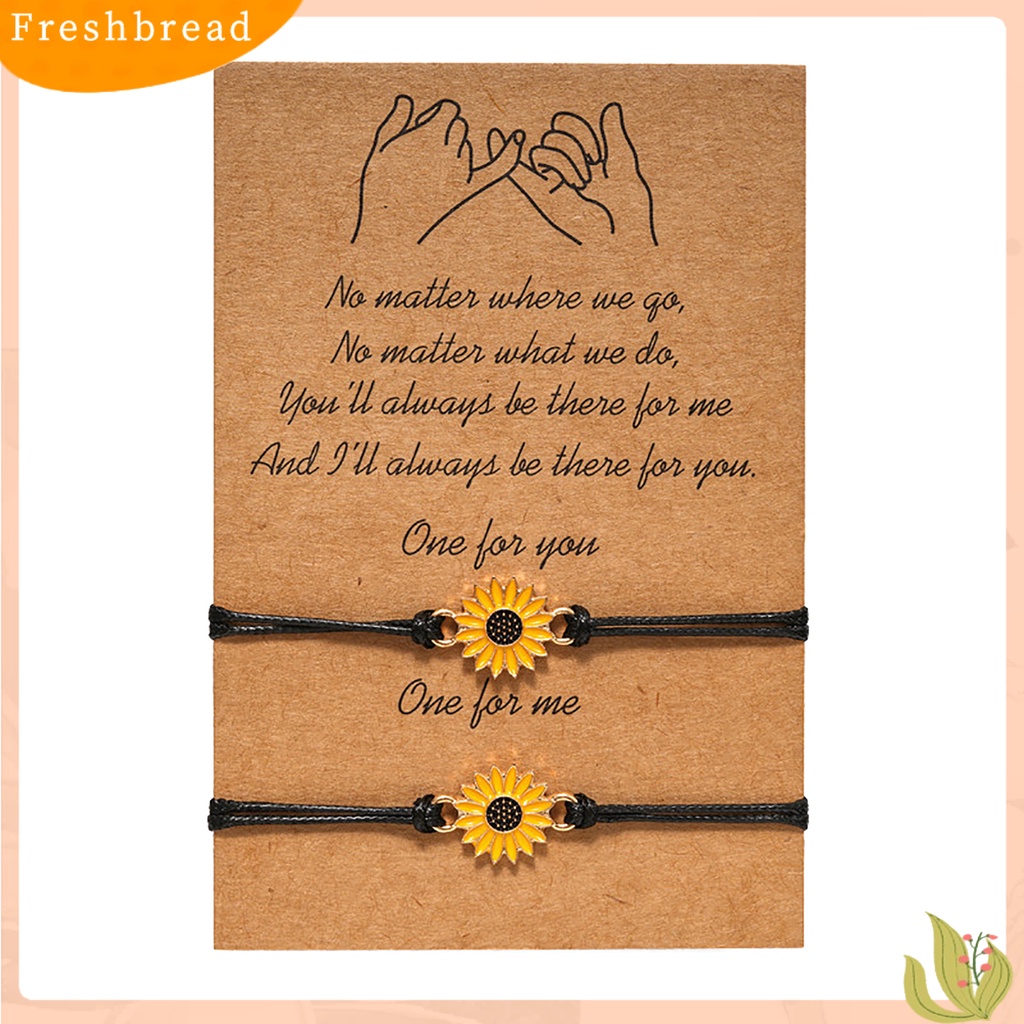 &lt; Freshbread &gt; 2Pcs Wanita Gadis Bunga Matahari Adjustable Gelang Persahabatan Perhiasan Dekorasi