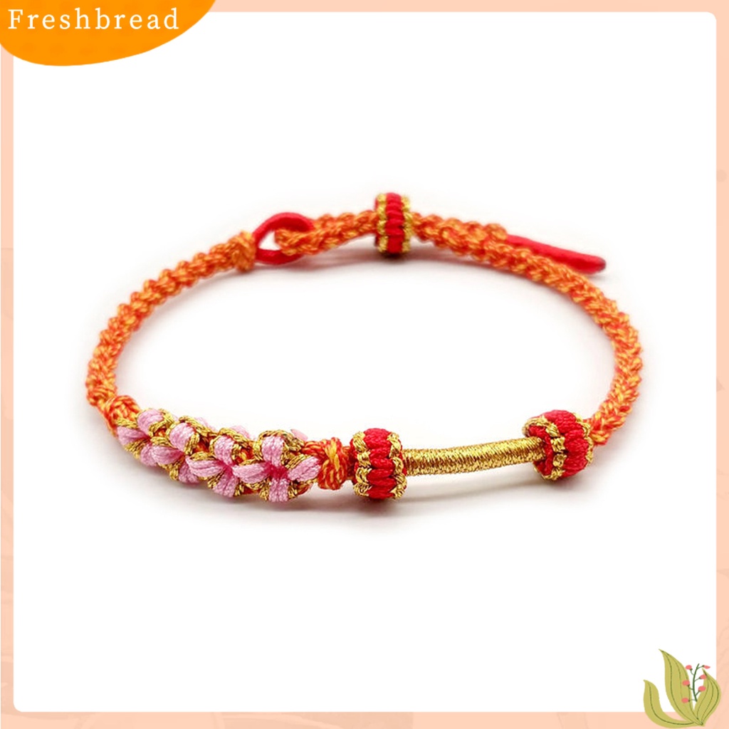 &lt; Freshbread &gt; Wanita Gelang Warna-Warni Peach Bunga Simpul Dikepang Adjustable Hias DIY Liontin Empat-Helai Tali Wanita Tangan Tali Pesona Perhiasan Hadiah Valentine