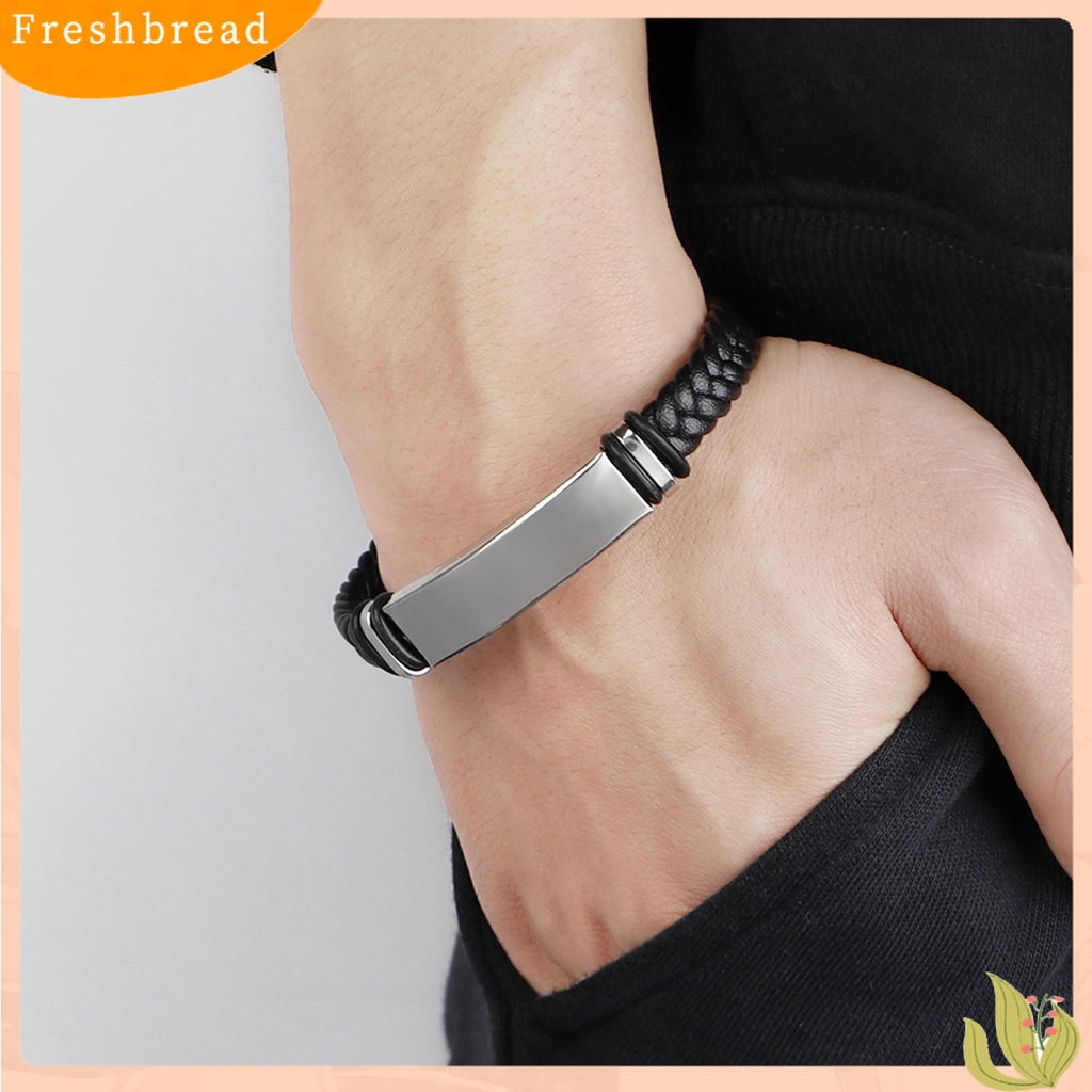 &lt; Freshbread &gt; Pria Gelang Pengerjaan Halus Gaya Rekreasi Dikepang Minimalis Adjustable Gesper Menghias Tahan Luntur Dikepang Faux Leather Bracelet Untuk Pakaian Sehari-Hari