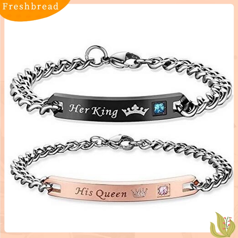 &lt; Freshbread &gt; Romantic Her Beast King His Beauty Queen Pasangan Lovers Titanium Steel Gelang