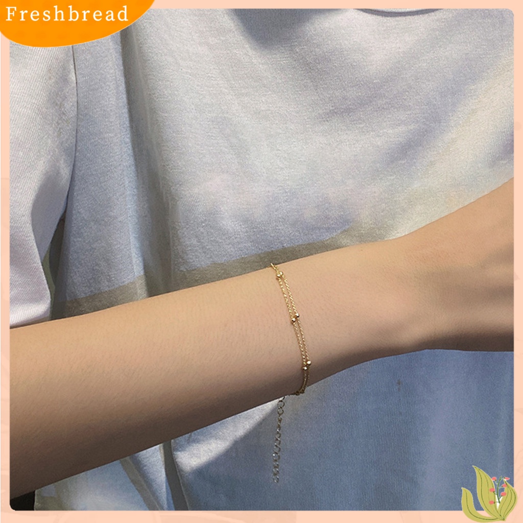 &lt; Freshbread &gt; Gelang Wanita Warna Solid Sederhana Bland Doubel-layer Dipanjangkan Panjang Wanita Bangle Perhiasan Perempuan