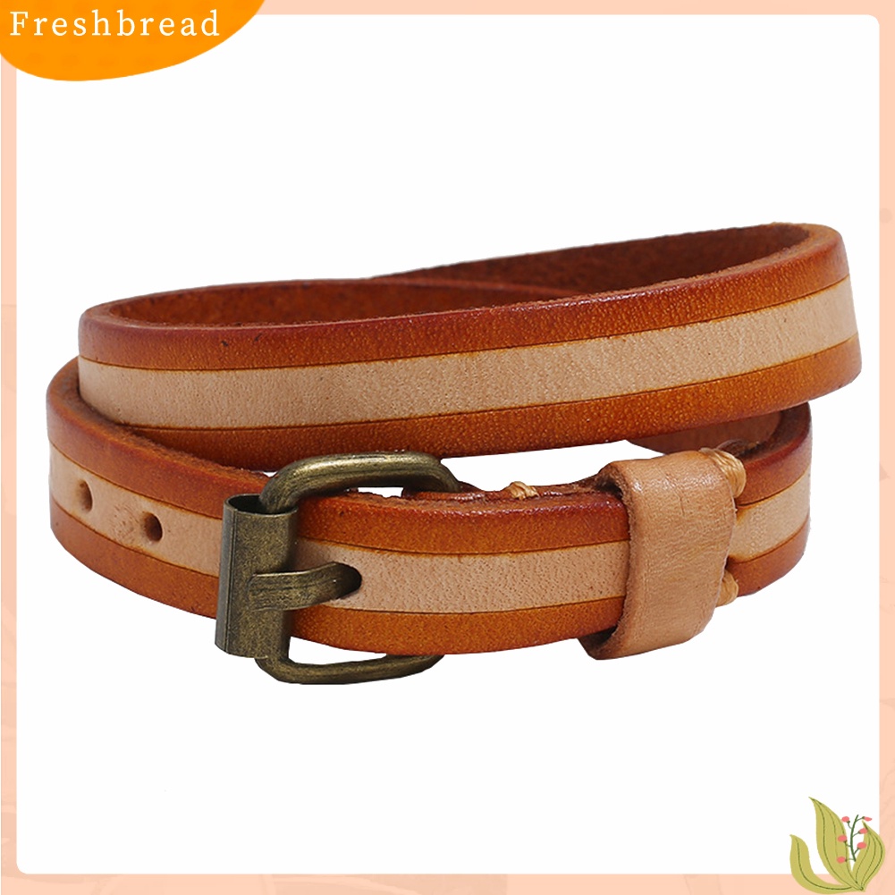 &lt; Freshbread &gt; Vintage Unisex Double Layer Kulit Sapi Gelang Bangle Pesta Perhiasan Hadiah