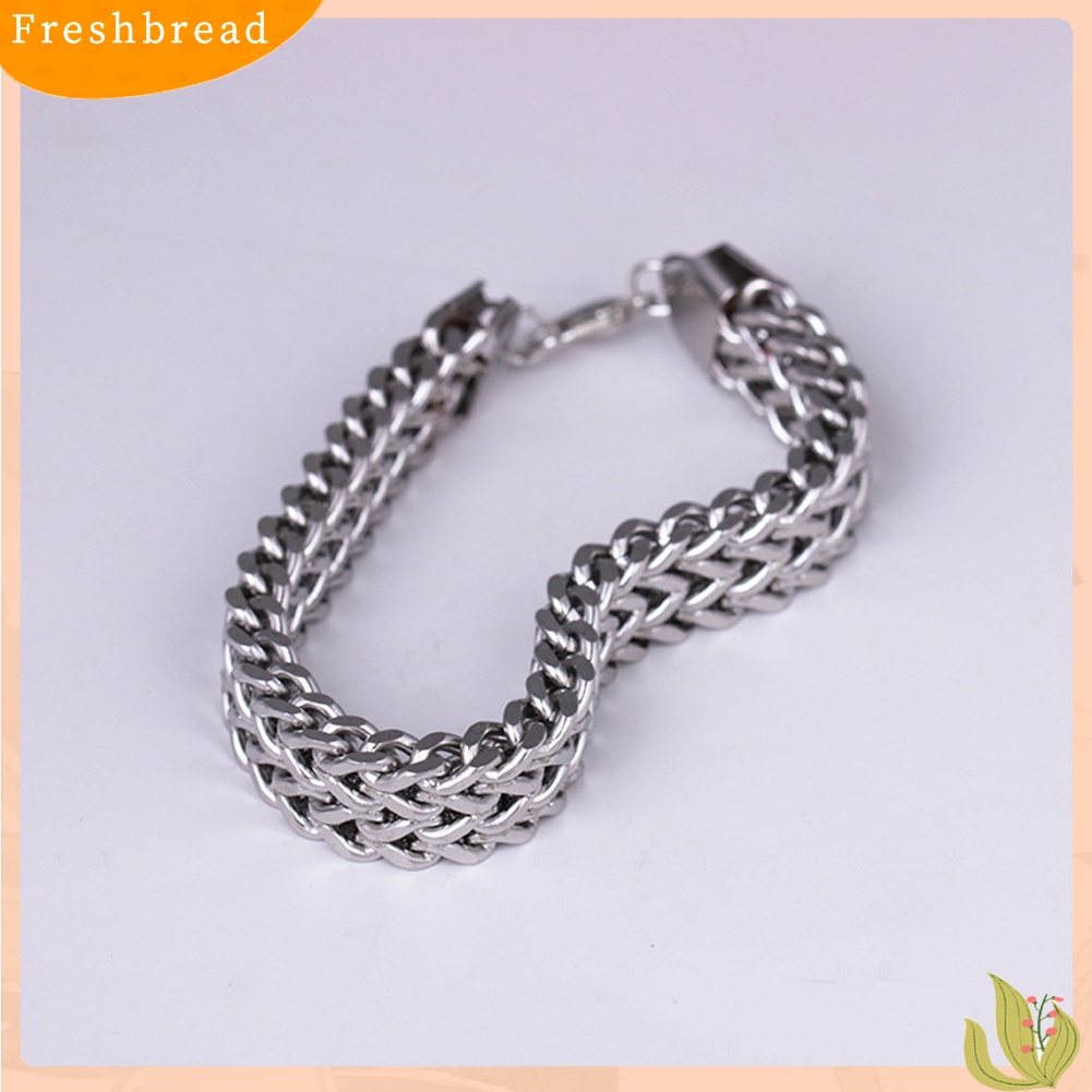 &lt; Freshbread &gt; Pria Stainless Steel Gelang Bangle Desain Sederhana Vintage Rantai Ular Perhiasan