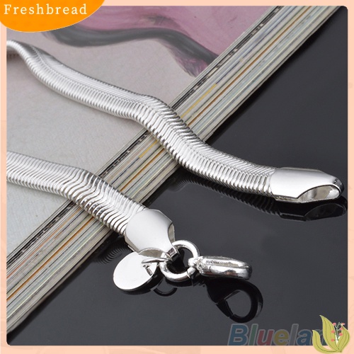 &lt; Freshbread &gt; Unisex Fashion Perak Berlapis 6mm Rantai Ular Lobster Clasp Gelang Bangle Hadiah