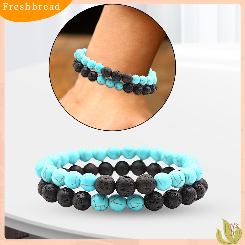 &lt; Freshbread &gt; 2Pcs Gelang Yoga Trendi Menawan Tali Elastis Pasangan Jarak Hitam Putih Gelang Untuk Kekasih