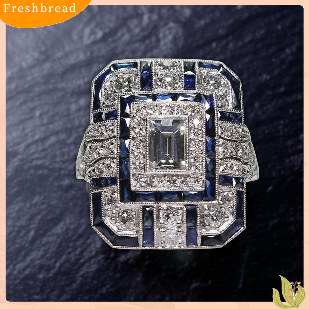 &lt; Freshbread &gt; Wanita Circlet Berlian Imitasi Hias Indah Ringan Cincin Jari Gaya Etik Untuk Pertunangan