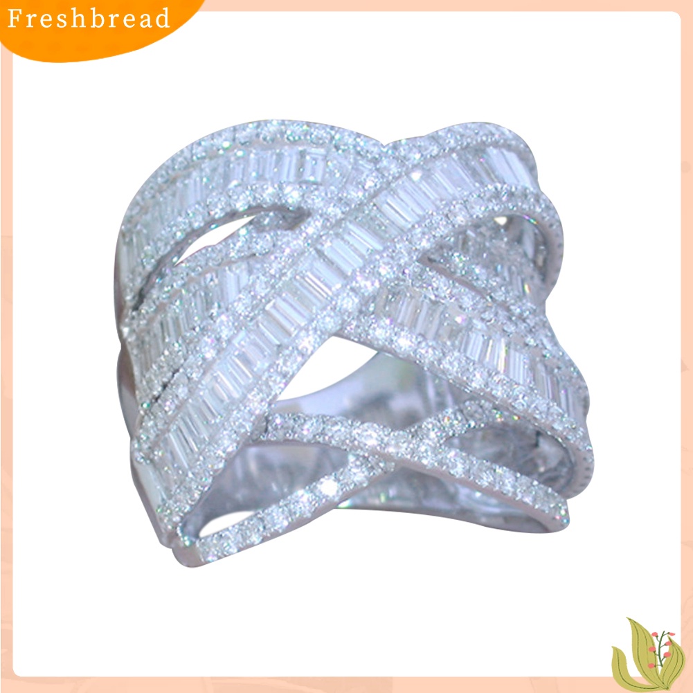 &lt; Freshbread &gt; Wanita Cantik Multi-layer Berongga Berlian Imitasi Cincin Pernikahan Pengantin Pesta Perhiasan