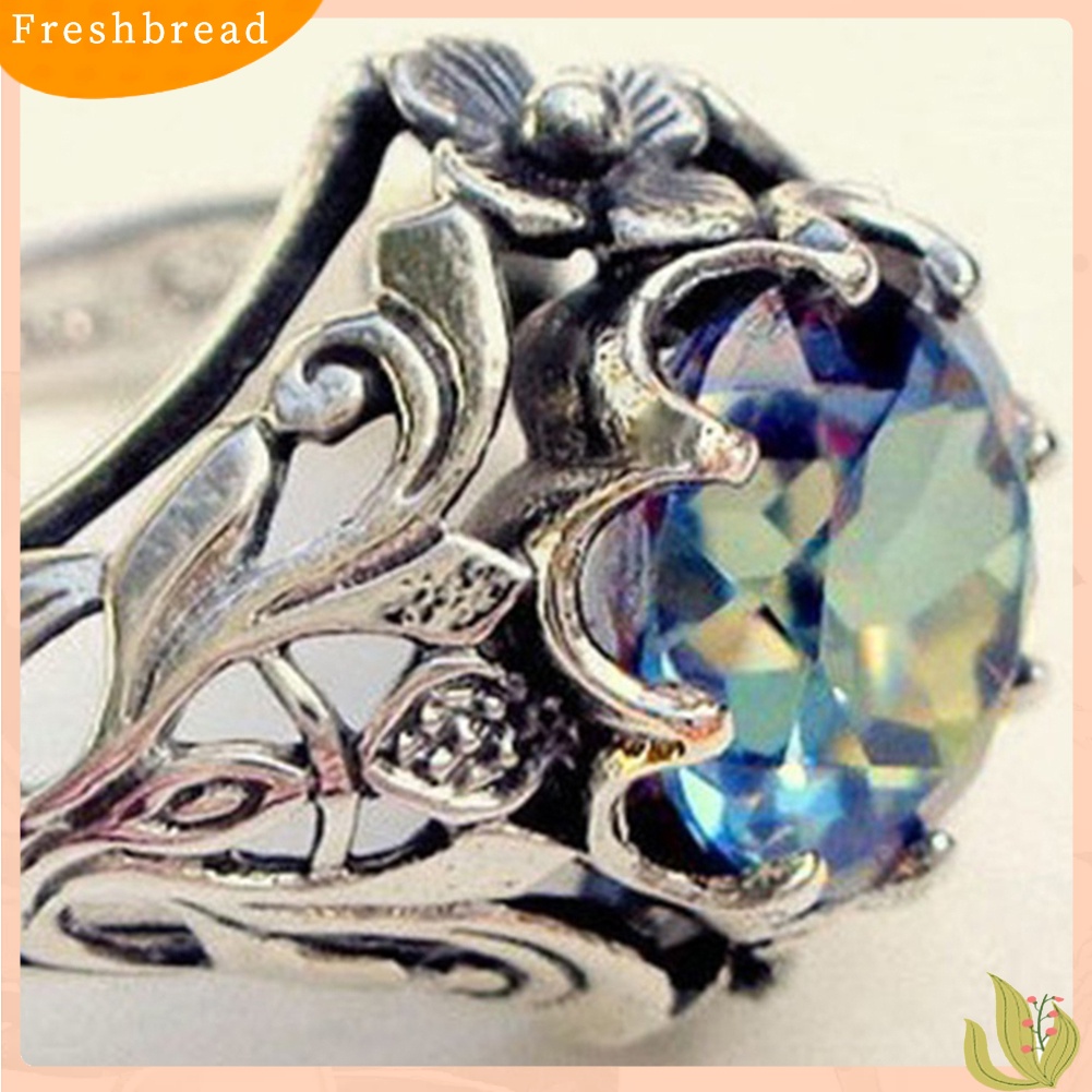 &lt; Freshbread &gt; Kreatif Vintage Warna Pelangi Zirkon Berongga Keluar Wanita Cincin Perhiasan Hadiah