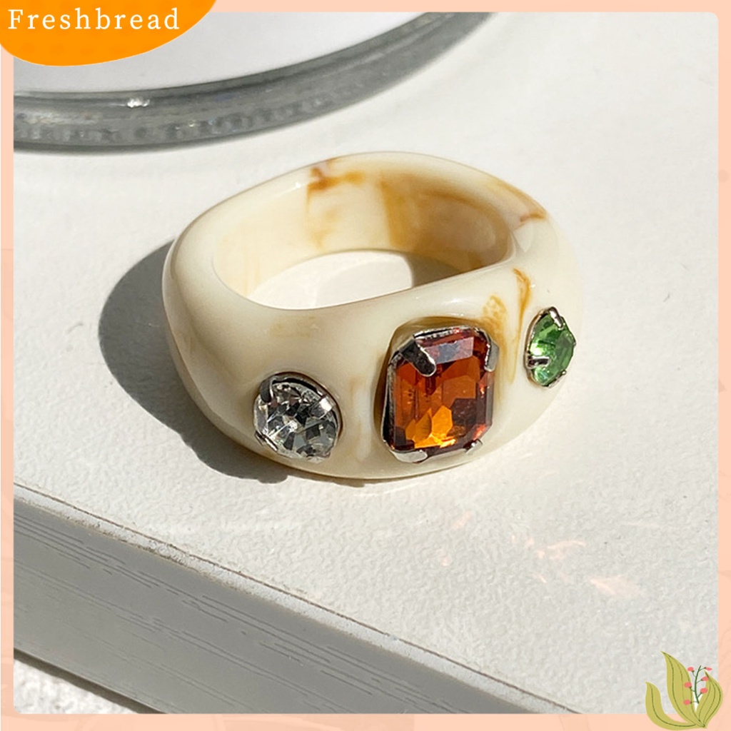 &lt; Freshbread &gt; Cincin Jari Berlian Imitasi Resin Warna Permen Simple All Match Ring Untuk Pacaran