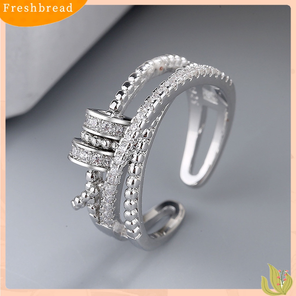 &lt; Freshbread &gt; Wanita Cincin Spiral Manik Relief Pressure Jewelry Putar Berlian Imitasi Finger Ring Untuk Pakaian Sehari-Hari