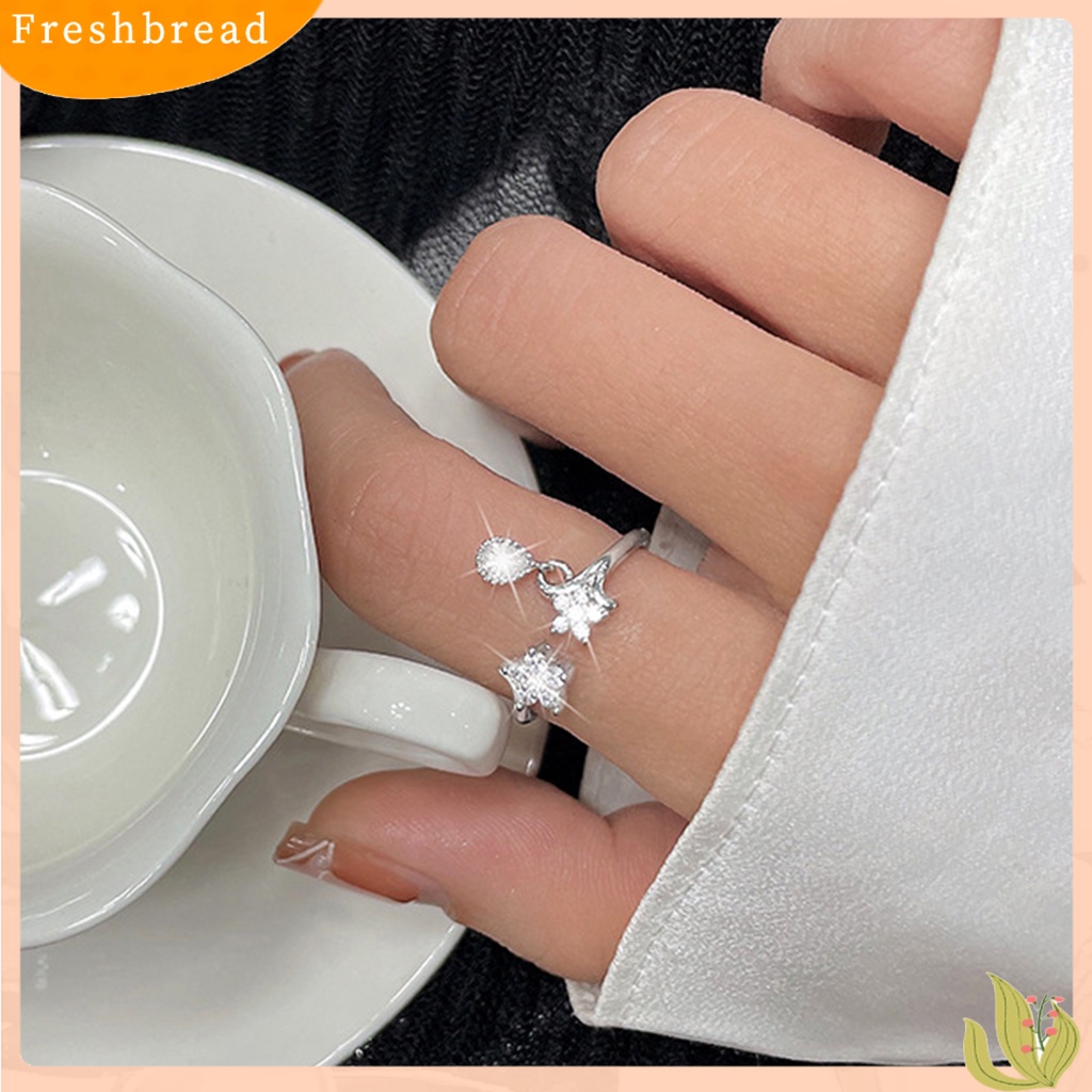 &lt; Freshbread &gt; Cincin Midi Dekorasi Tetesan Air Berbentuk Bintang Bertatahkan Zirkon Kepribadian Pembukaan Yang Dapat Disesuaikan Aksesori Wanita Jari Telunjuk Terbuka Cincin Untuk Pertunangan