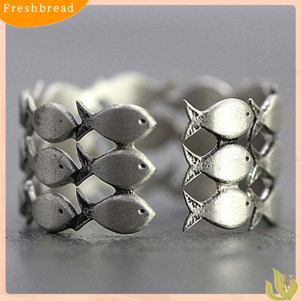 &lt; Freshbread &gt; Cincin Susun Adjustable Unik Tidak Alergi Eternity Cute Little Fish Fashion Ring Untuk Harian