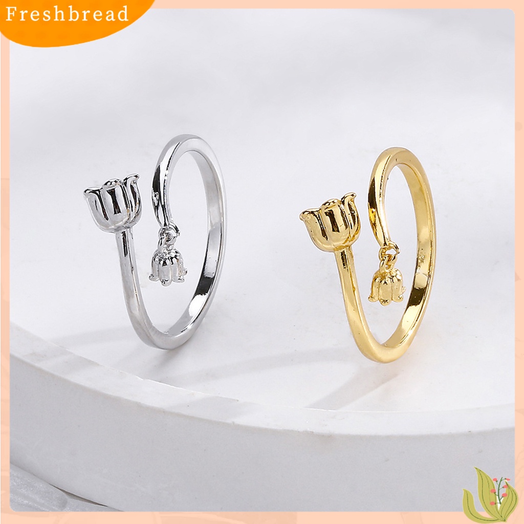 &lt; Freshbread &gt; Finger Band Ukuran Bebas Retro Temperamen Electroplating Polishing Dress Up Tembaga Wanita Bunga Terbuka Cincin Perhiasan Aksesori