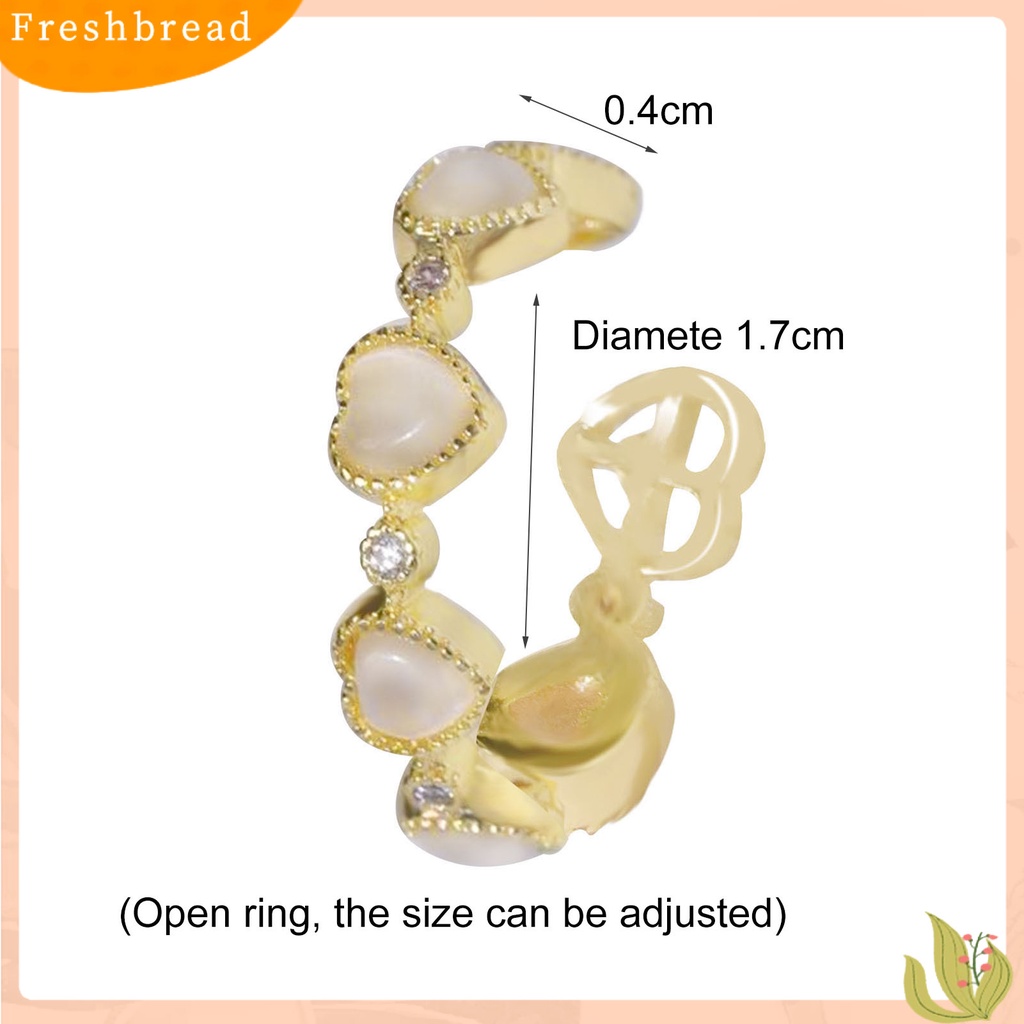 &lt; Freshbread &gt; Fashion Cincin Terbuka Dapat Disesuaikan Berbentuk Hati Opal Tembaga Jari Cincin Aksesoris Wanita