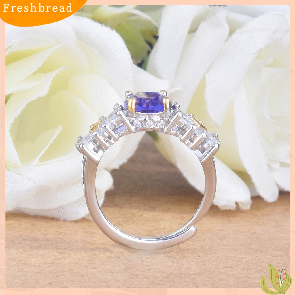 &lt; Freshbread &gt; Cincin Wanita Indah Dengan Bukaan Dapat Disesuaikan Kristal Imitasi Amethyst Jari Band Nikmat Pesta