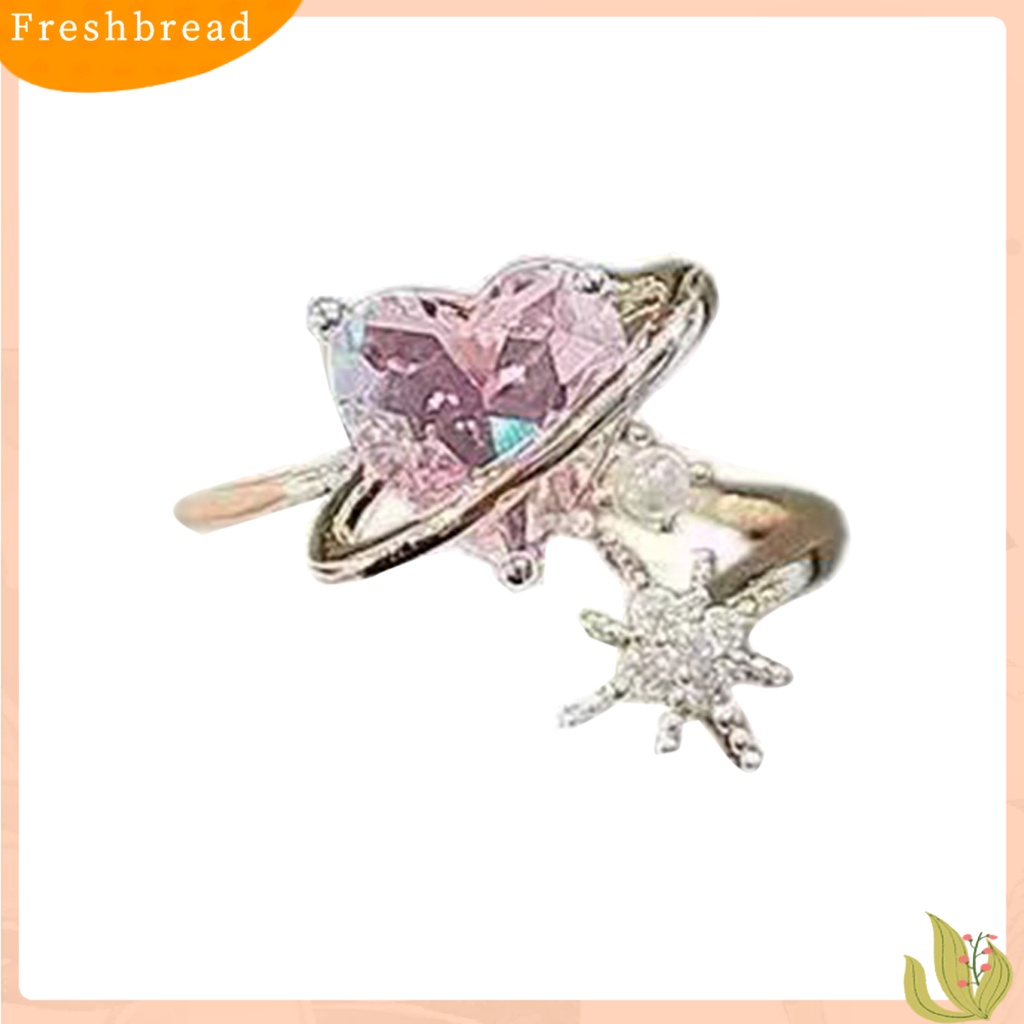 &lt; Freshbread &gt; Wanita Cincin Bentuk Hati Kristal Imitasi Mengkilap Pembukaan Pernikahan Circlet Bridal Jewelry