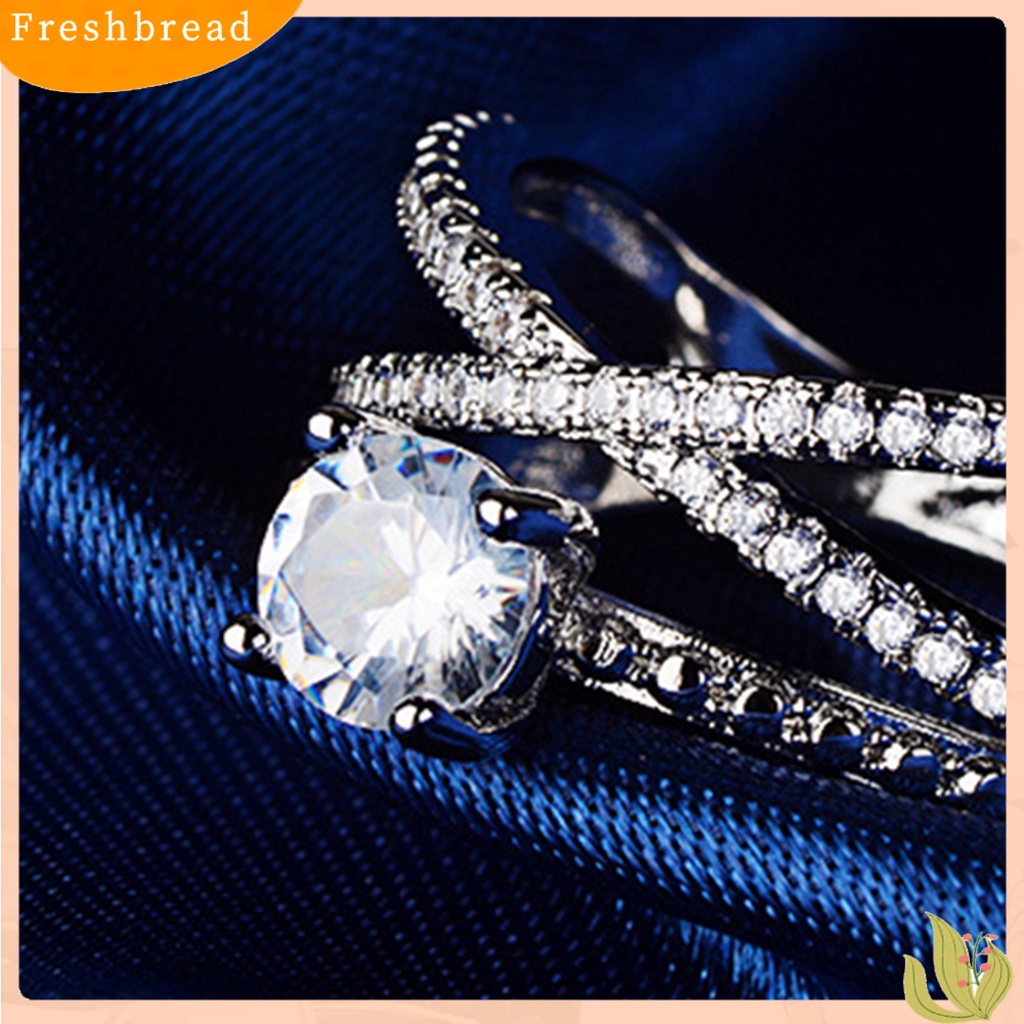 &lt; Freshbread &gt; Glamour Woman Faux Gemstone Pengantin Pernikahan Pertunangan Cross Cincin Jari Perhiasan