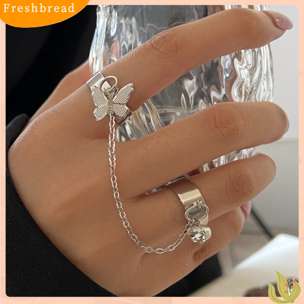 &lt; Freshbread &gt; Wanita Circlet Set Pembukaan Adjustable Alloy Berlian Imitasi Kilau Terang Knuckle Ring Set Perhiasan