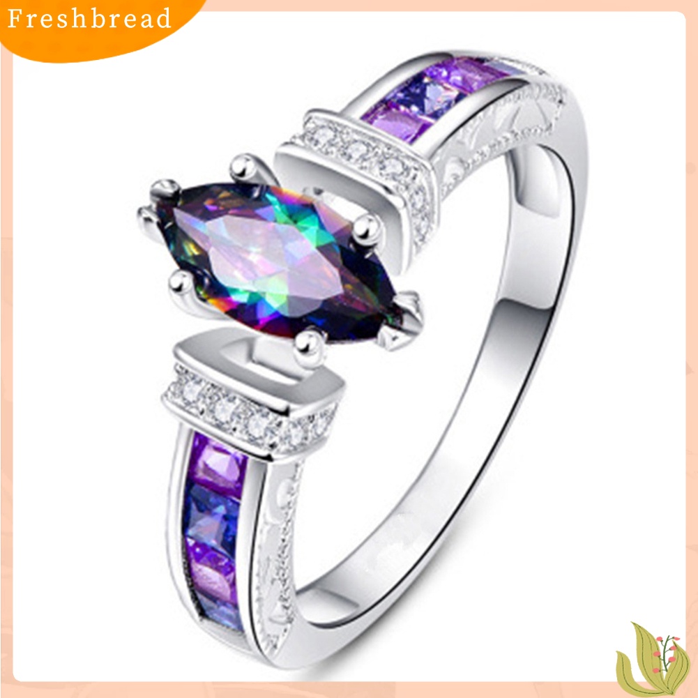 &lt; Freshbread &gt; Wanita Fashion Multicolor Marquise Cut Cubic Zirconia Hias Jari Cincin Perhiasan