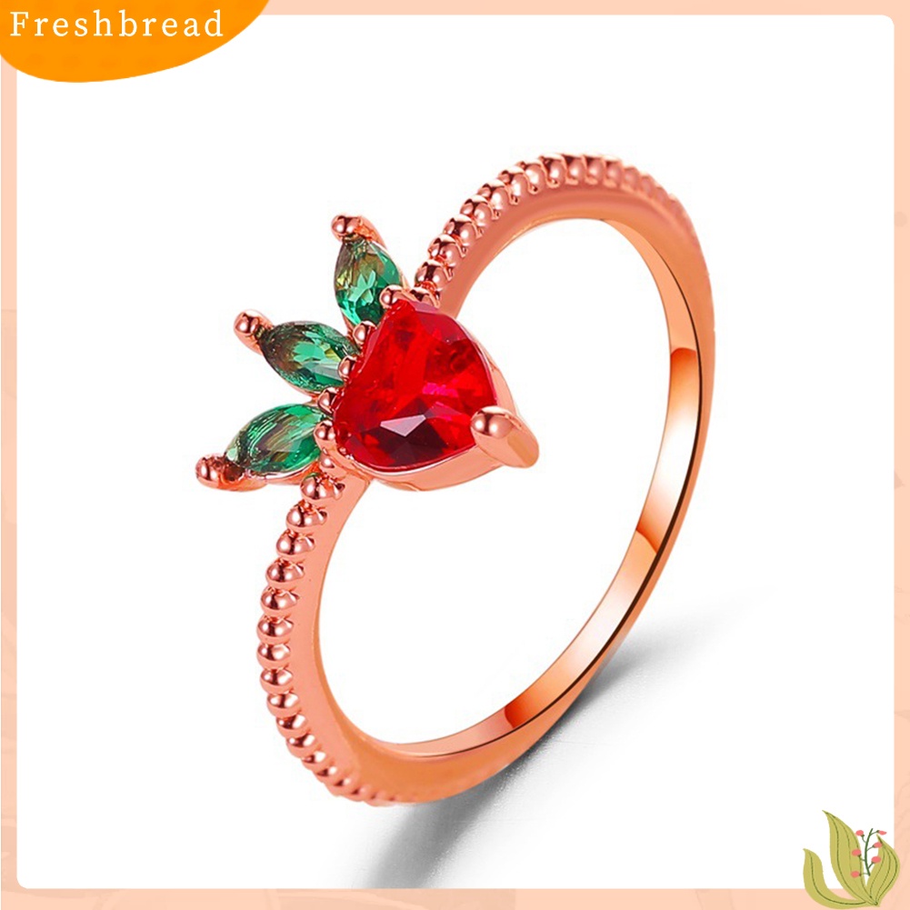 &lt; Freshbread &gt; Indah Gaya Anggur Apel Strawberry Cherry Desain Cincin Wanita Perhiasan Ornamen