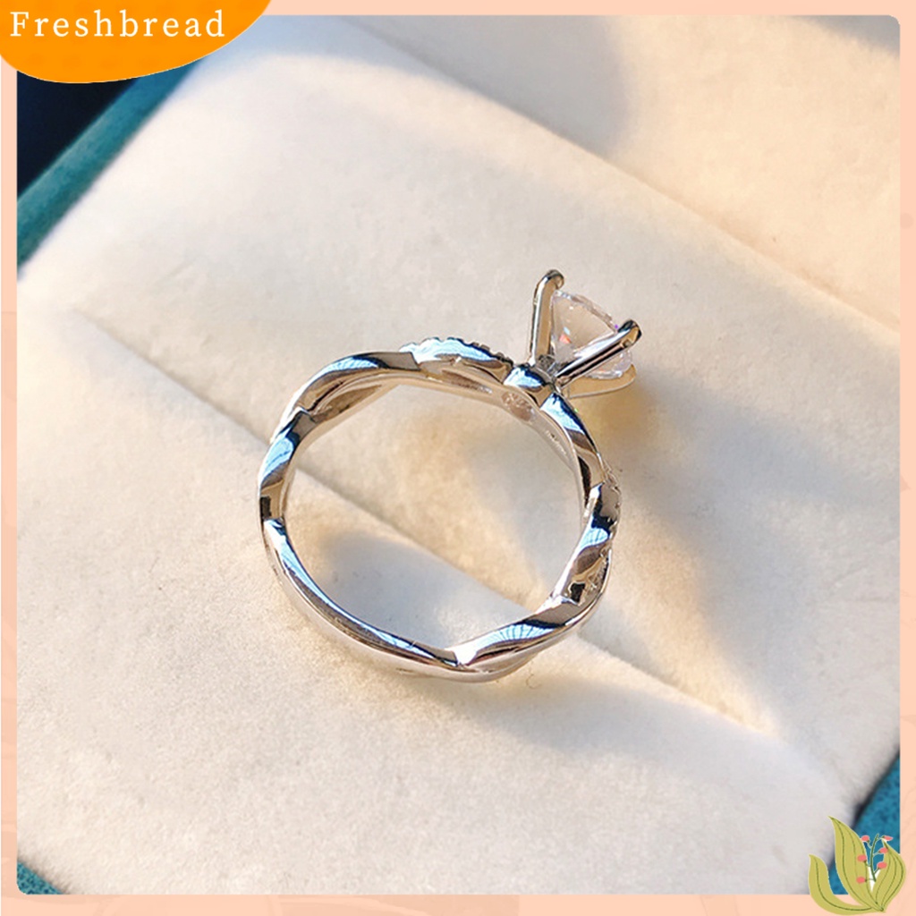 &lt; Freshbread &gt; Cincin Kawin Memutar Berkilau High-end Besar Berlian Imitasi Buku Jari Circlet Perhiasan Perempuan