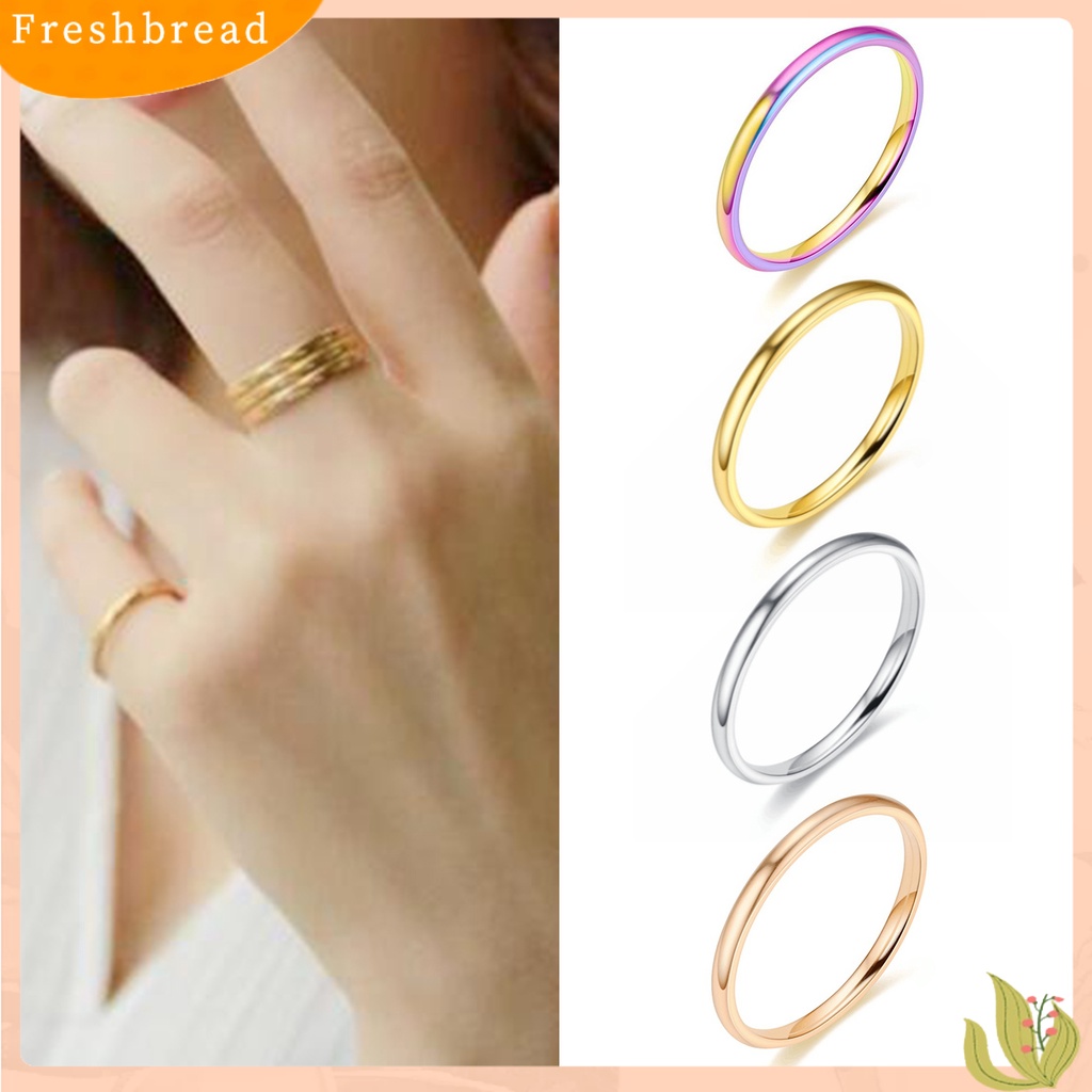 &lt; Freshbread &gt; Cincin Jari Elegan Permukaan Halus Gaya Simple Minimalis Cincin Susun Tipis Untuk Ulang Tahun