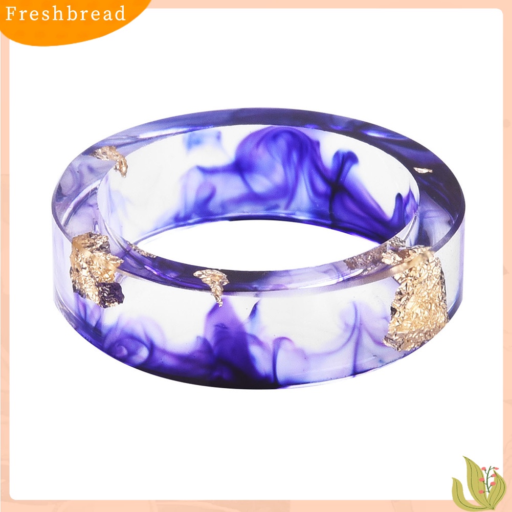 &lt; Freshbread &gt; Unisex Fashion Warna-Warni Tinta Foil Emas Transparan Resin Cincin Pesta Perhiasan Hadiah