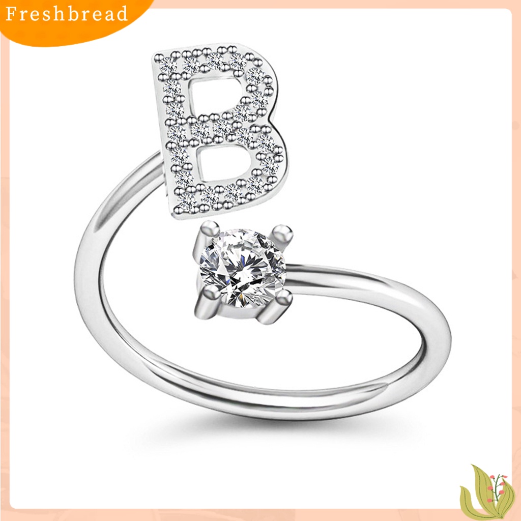 &lt; Freshbread &gt; Adjustable A to Z Alfabet Terbuka Cincin Pasangan Pernikahan Band Perhiasan Aksesori Hadiah