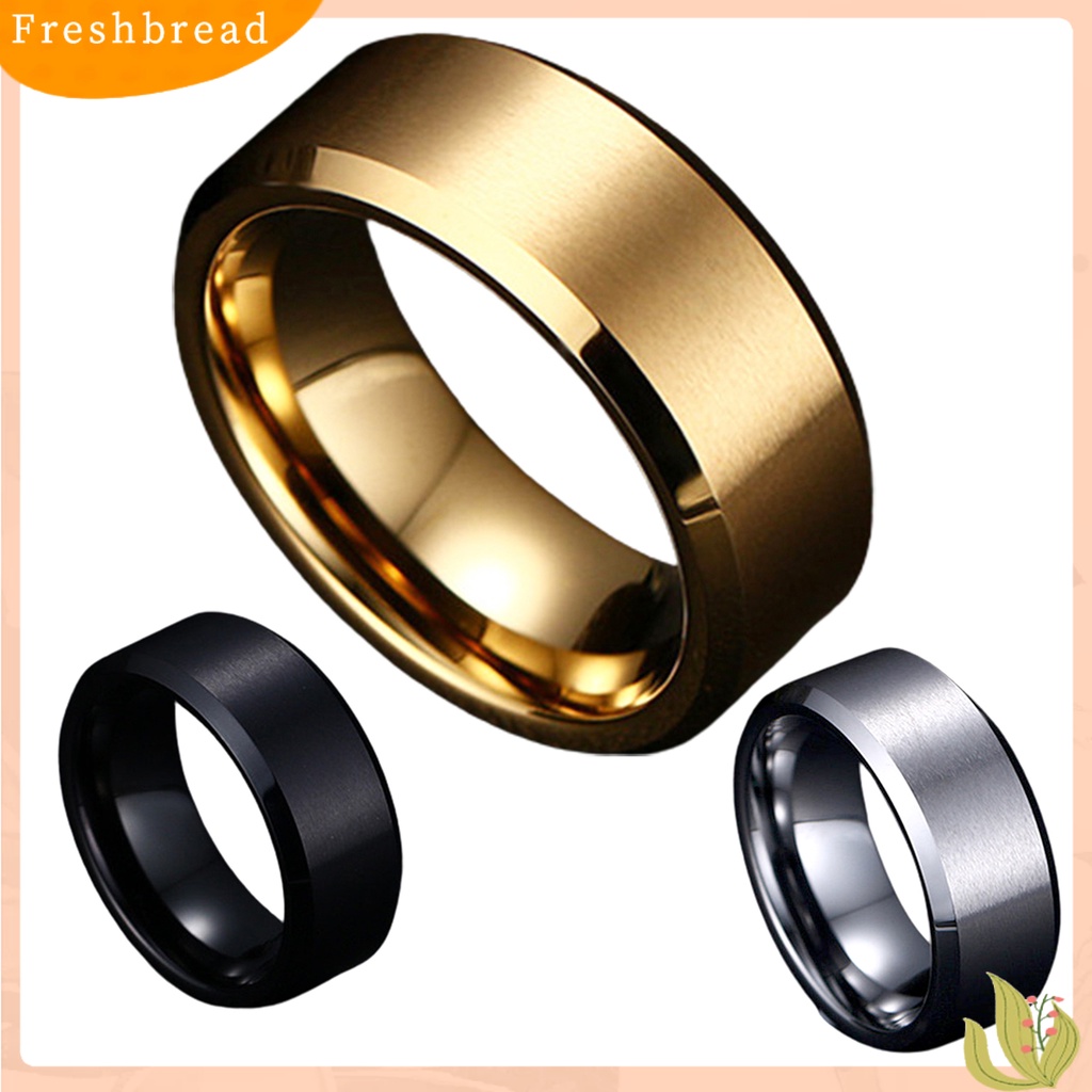 &lt; Freshbread &gt; 8mm Cincin Casual Unisex Warna Solid Tidak Mudah Pecah Aksesoris Cincin Jari Nyaman Untuk Outdoor