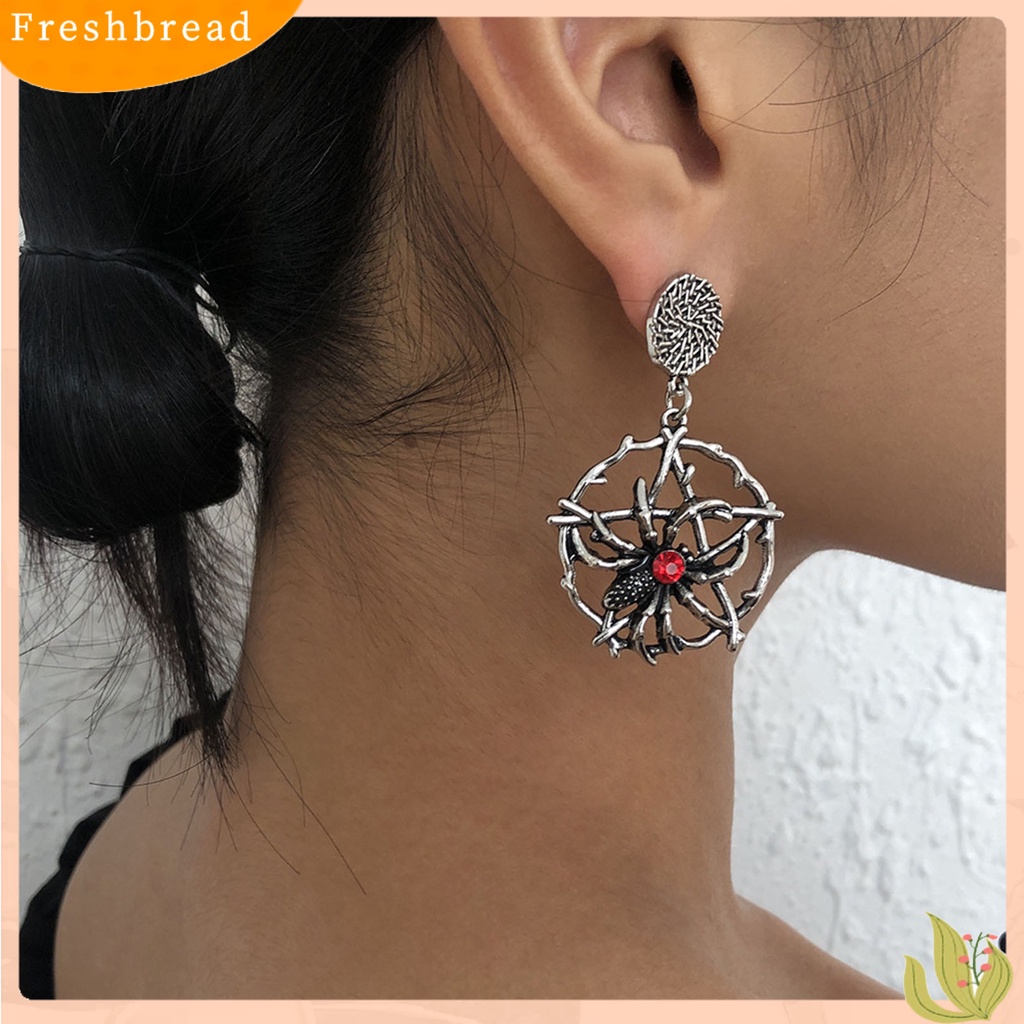 &lt; Freshbread &gt; 1pasang Menjuntai Anting-Anting Vintage Anti-Karat Alloy Pengerjaan Halus Indah Jaring Laba Laba-Laba Menjuntai Anting-Anting Untuk Pesta