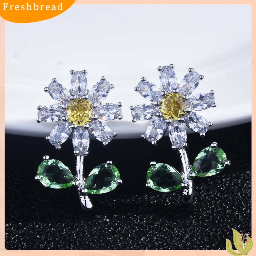 &lt; Freshbread &gt; 1pasang Ear Studs Krisan Kecil Perhiasan Berlian Imitasi Mengkilap Semua Pertandingan Stud Earrings Perhiasan Aksesoris