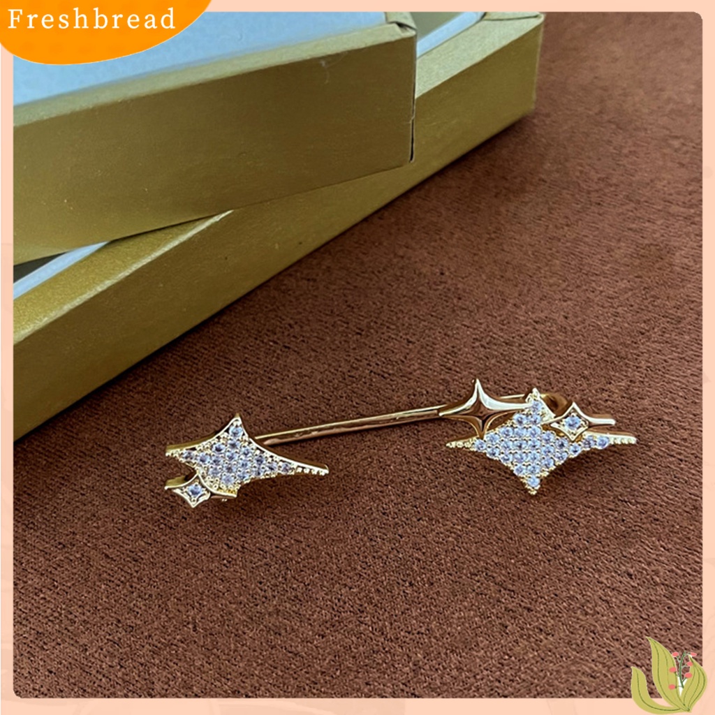 < Freshbread > 1Pc Klip Anting Bintang Tindik Palsu Wanita Berlian Imitasi Electroplating Telinga Manset Fashion Perhiasan