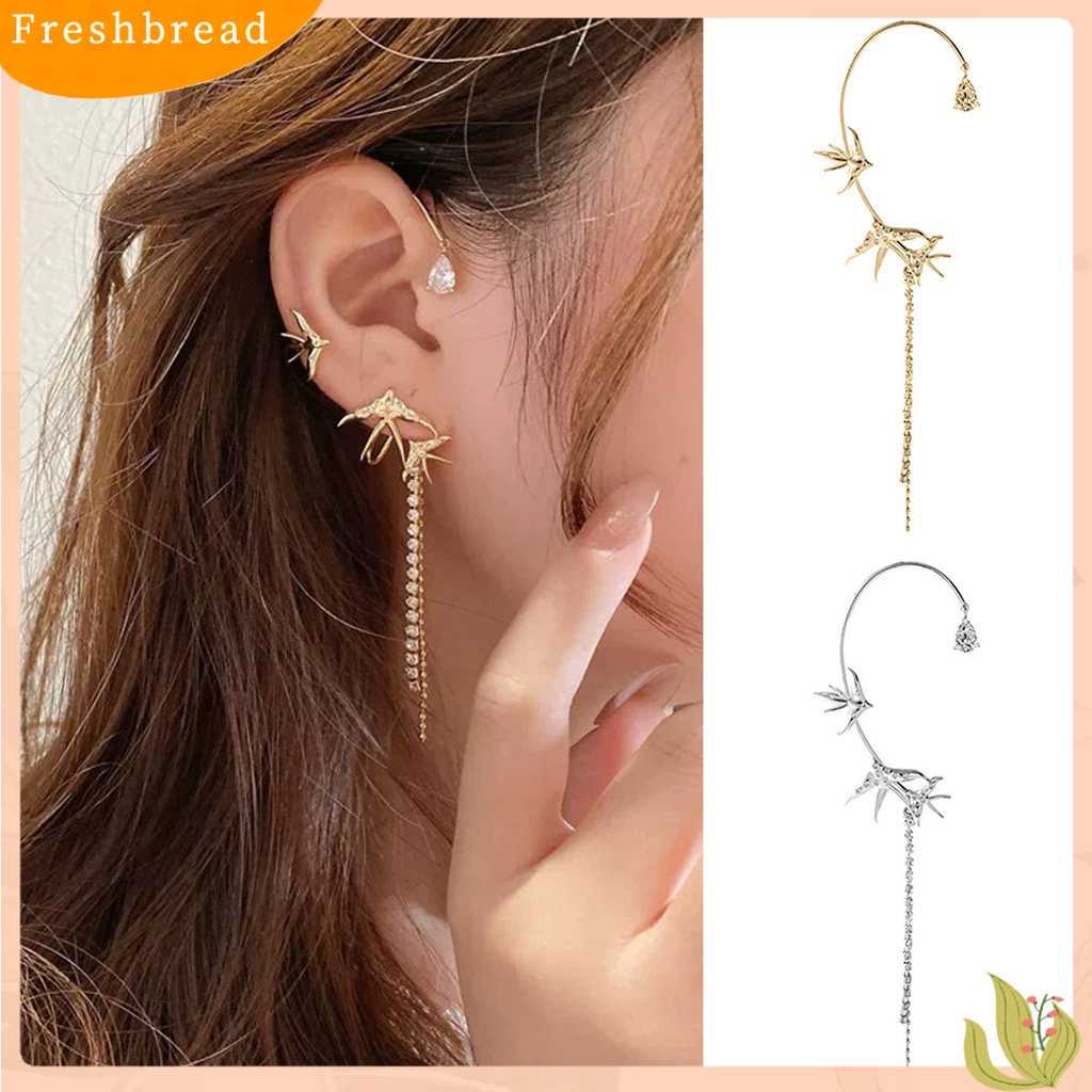 &lt; Freshbread &gt; 1pasang Anting Wanita Terbang Bentuk Walet Jumbai Perhiasan Fashion Penampilan Anting Klip Elektroplating Untuk Pakaian Sehari-Hari